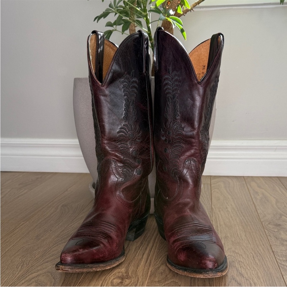 Vintage Burgundy Cowboy Boots